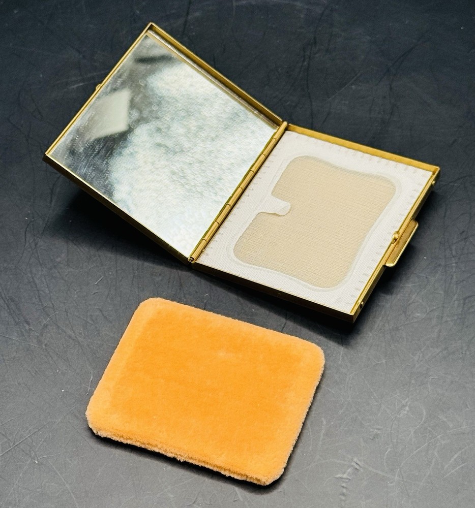 Vintage 1950s Brass Jeweled Compact Mirror Small Rectangular Mirror
