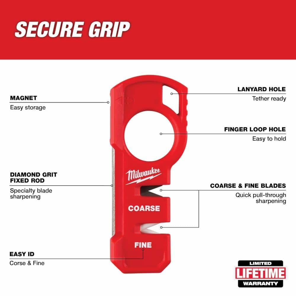 Milwaukee Compact Jobsite Handheld Knife Sharpener Large Finger Loop Secure Grip