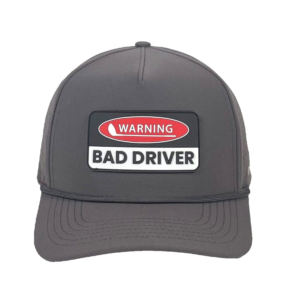 "Warning - Bad Driver" - Funny Golf Hat - Charcoal - Adjustable