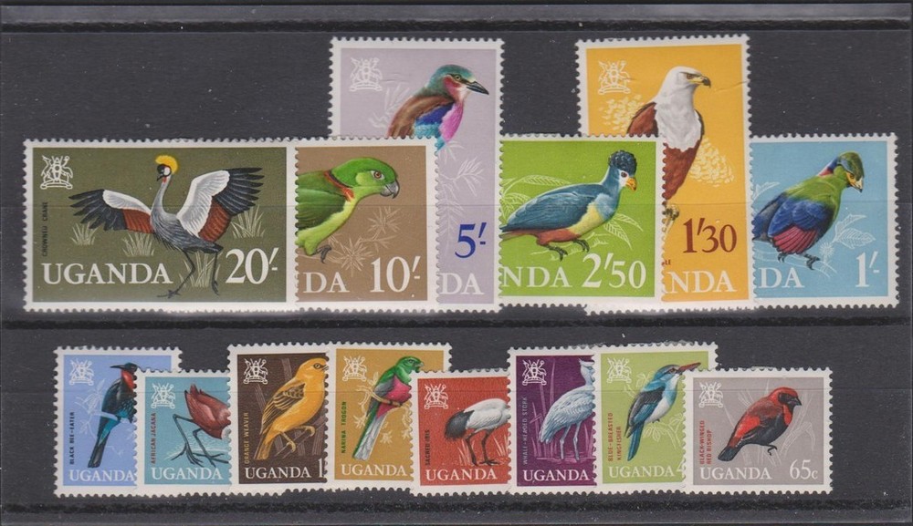 UGANDA  97-110 Bird set 1965 complete mint hinged