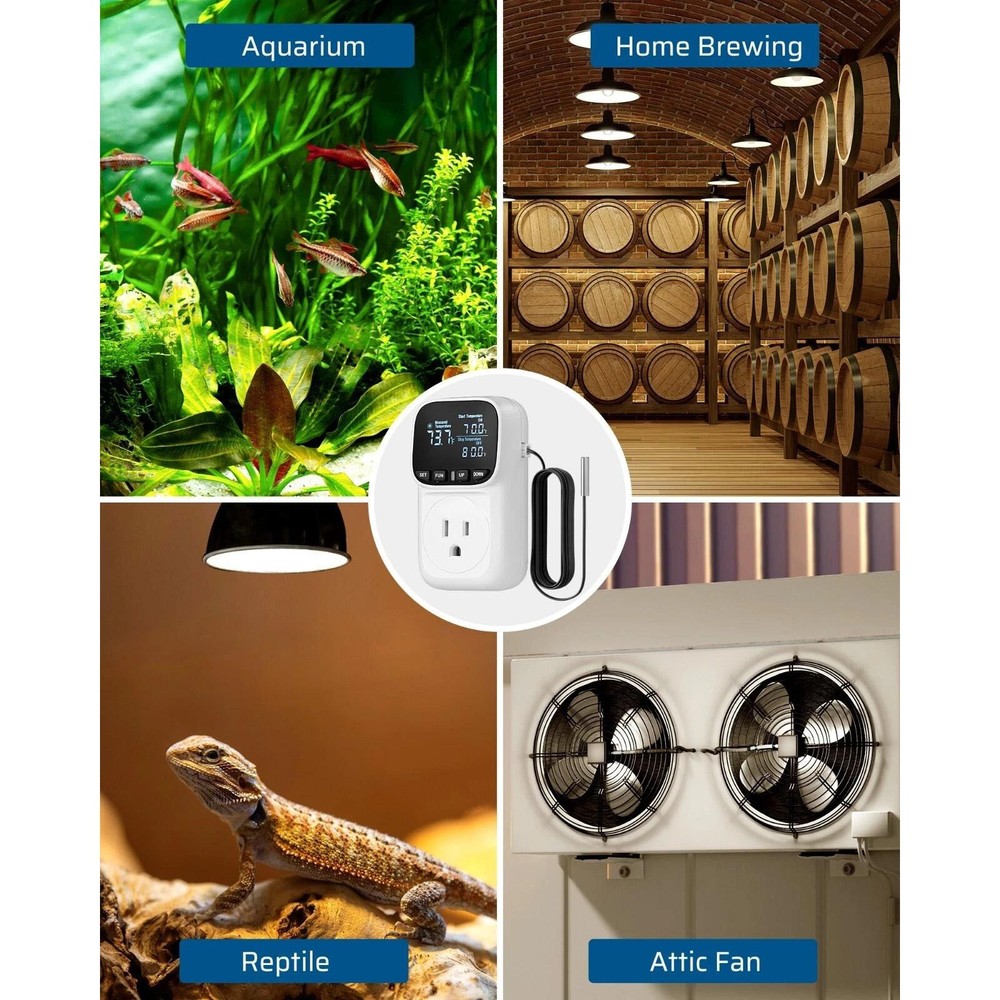 Temperature Controller Plug Digital Thermostat With Timer Functions 16A 1800W