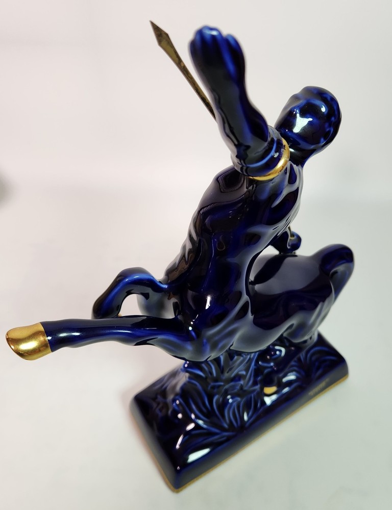 Remy Martin Blue Centaur Ceramic Decanter Empty Vintage Cognac Bottle