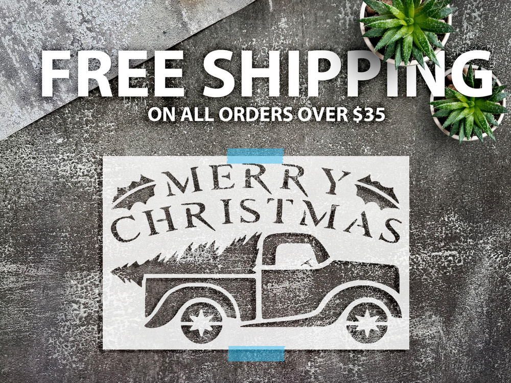 Happy Holidays Script Home Decor Reusable Plastic Stencil - StencilAir
