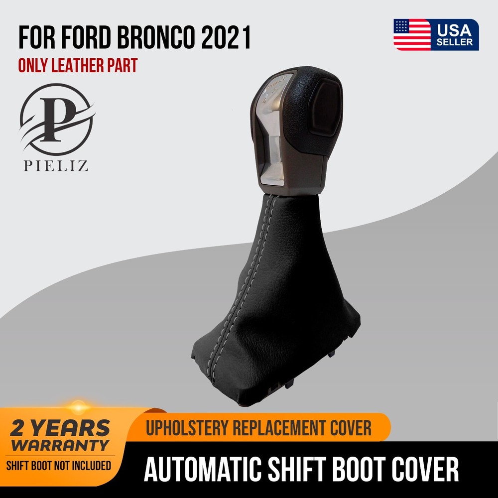 Automatic Shift Boot Cover Synthetic Leather for Ford Bronco 2021 Gray Stitch