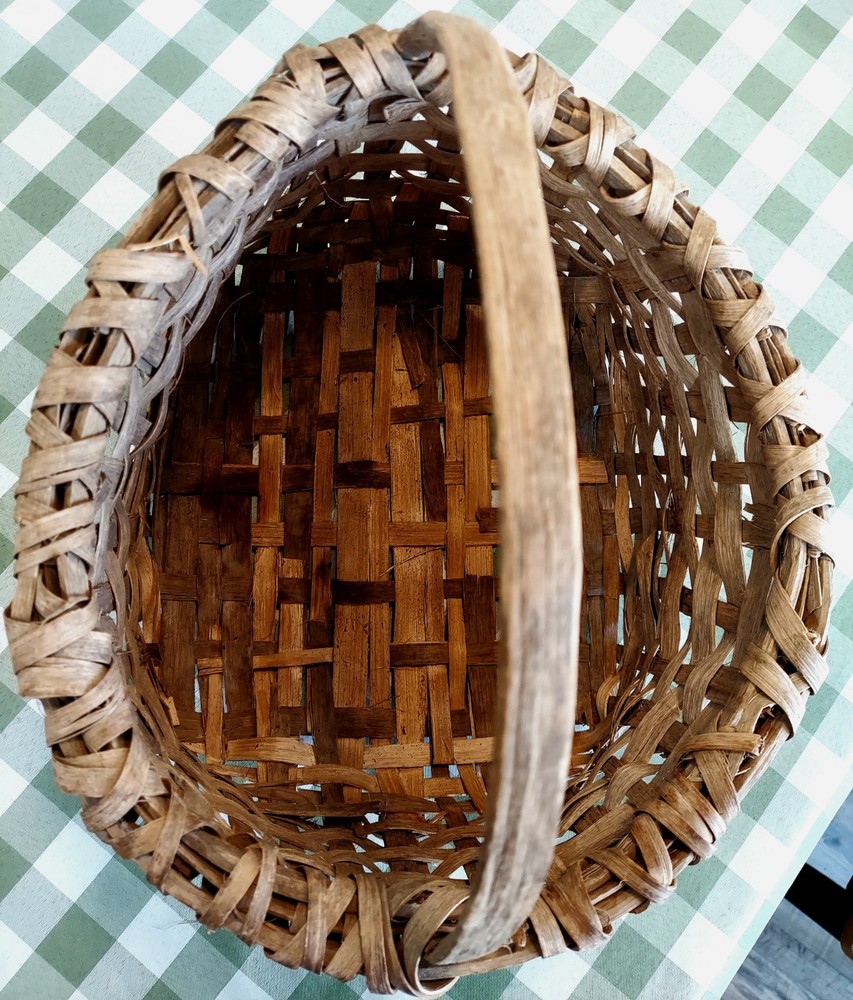 Vintage Split Oak Hand Woven Rustic Basket