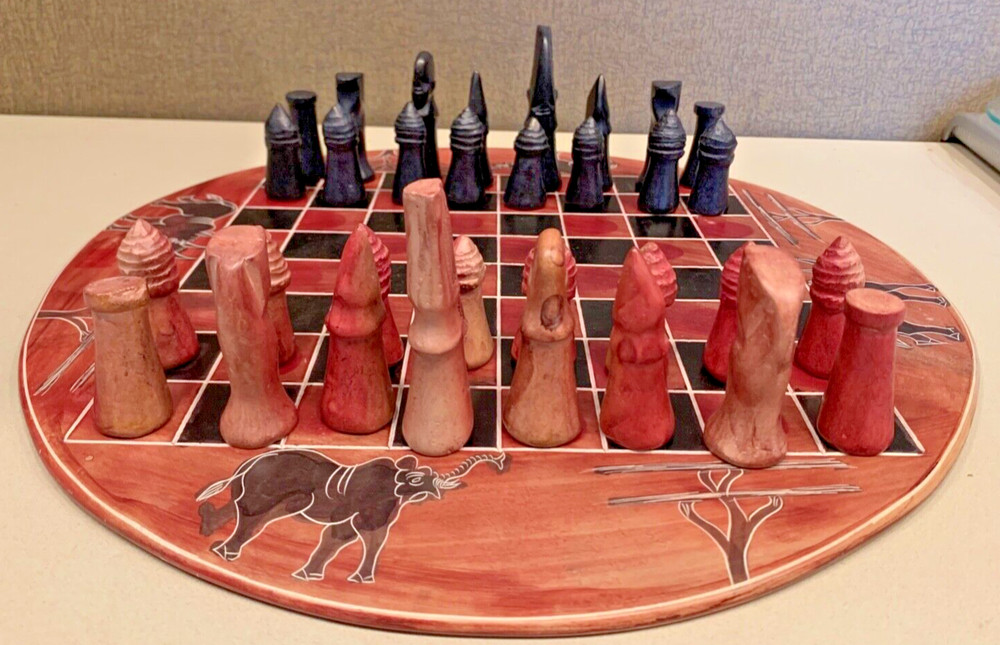 Vintage African Soap Stone Chess Set