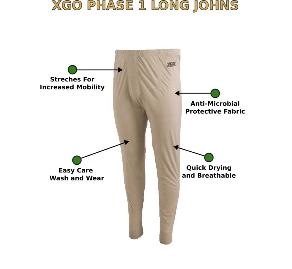 XGO 1st Layer Defense Lightweight Long Pants Base Layer Desert Sand Size Medium