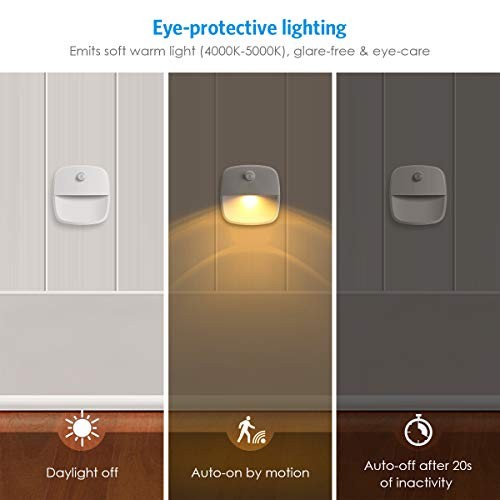 Motion Sensor Light Indoor, Upgraded Battery-Powered LED Night 6 Warm White