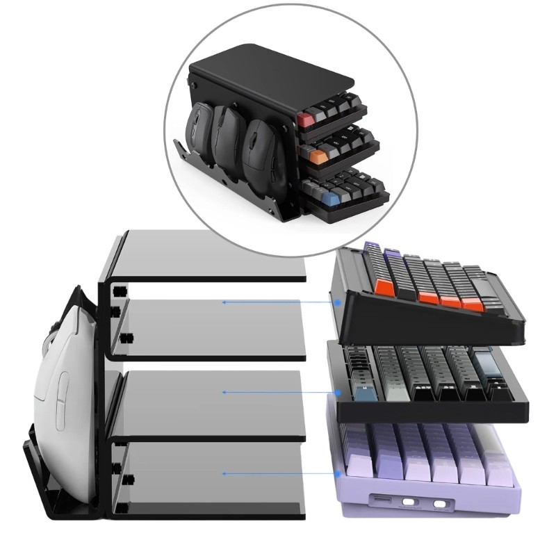 Sturdy 3 Tiers Keyboard Mouse Desktop Stand Keep Keyboards Within Reach