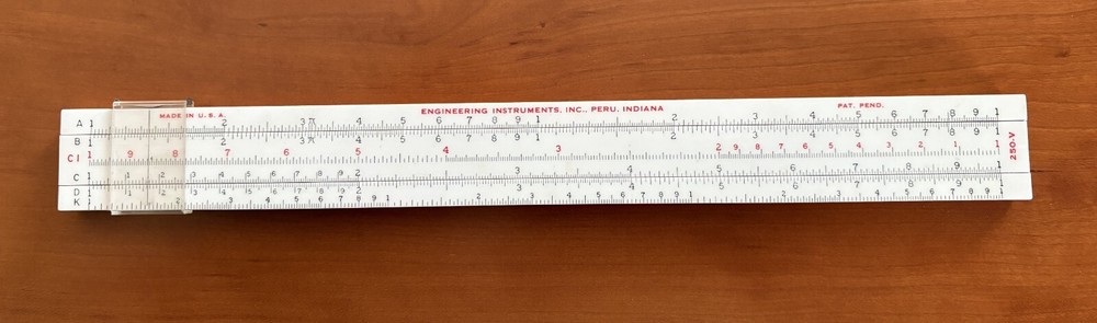 Vintage Simplex 250-V Wood Slide Rule Engineering Instruments Inc. Peru, Indiana