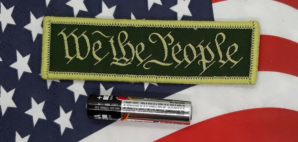 We The People - Morale Patch Subdued Green Hook & Loop Application 3"x 1"