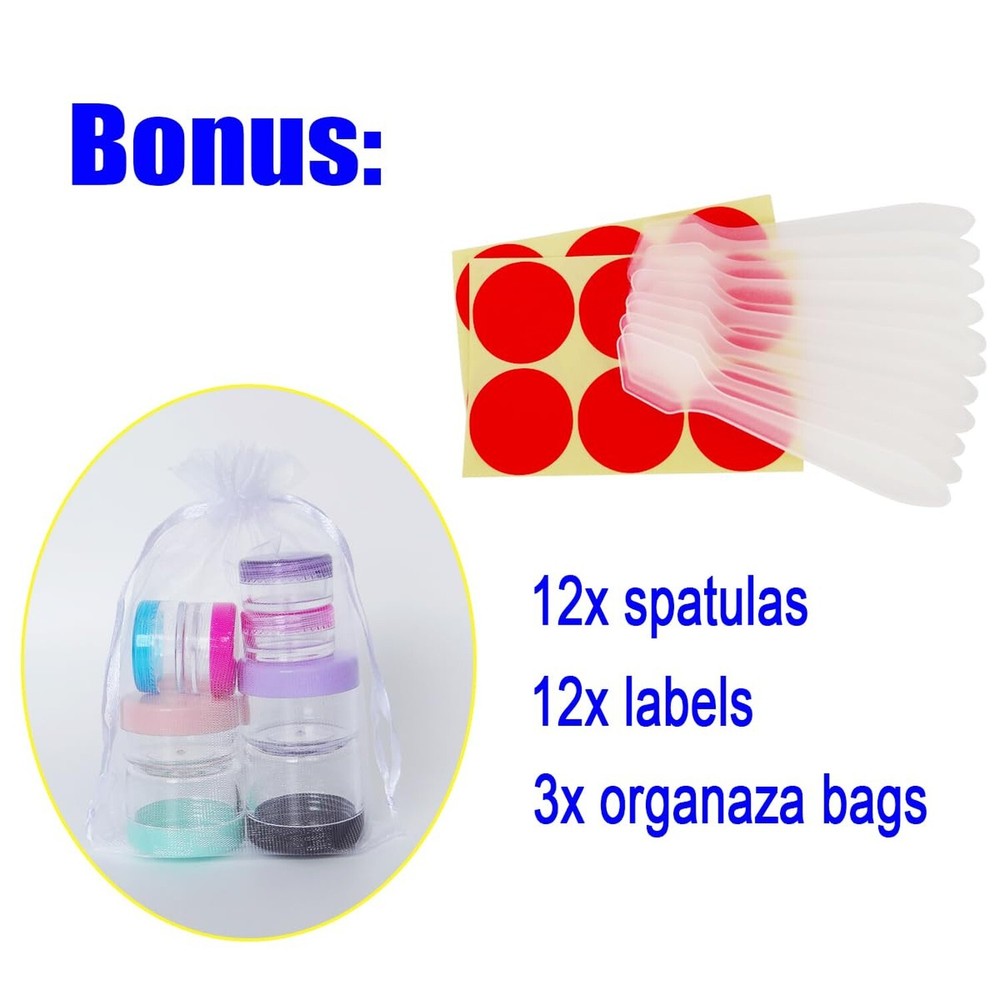 12pack 15 Gram Small Clear Cosmetic Sample 15ml Empty Containers for Make-up ...