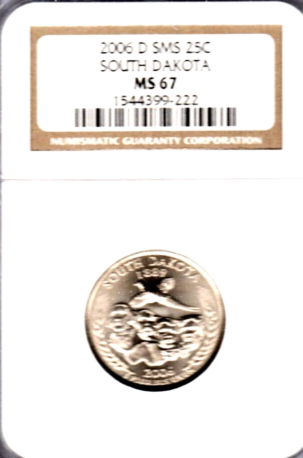 2006 SOUTH DAKOTA SMS NGC MS67 QUARTER