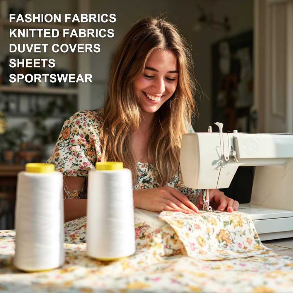 Sewing Thread Cone Set 2 Pack Serger 3000 Yards Each All Purpose Black Machine