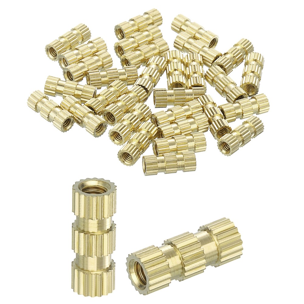 Knurled Insert Nuts, 30Pcs M2.5 x 10mm(L) x 4mm(OD) Thread Printing Brass Nuts