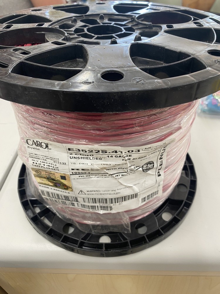 Carol E3522S 14/2C Solid Plenum Fire Alarm/Communication Cable White /1000ft