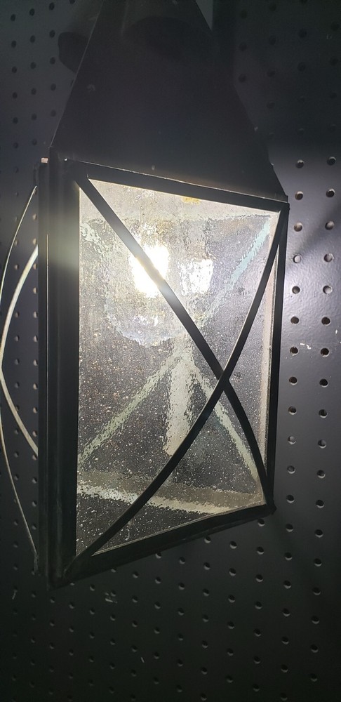Copper Triangular Wall Sconce w/ Seeded Glass & Ornate Frame 21 1/2" T GS00097