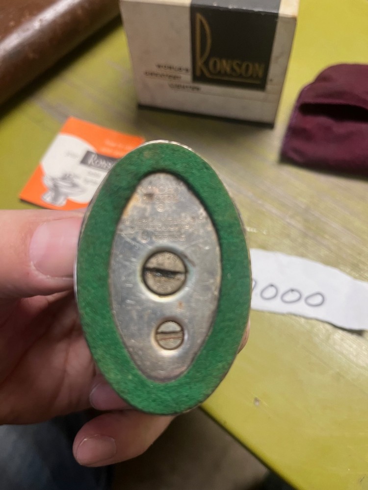 Vintage “Crown” Silver-Plated Ronson Table Lighter With Box