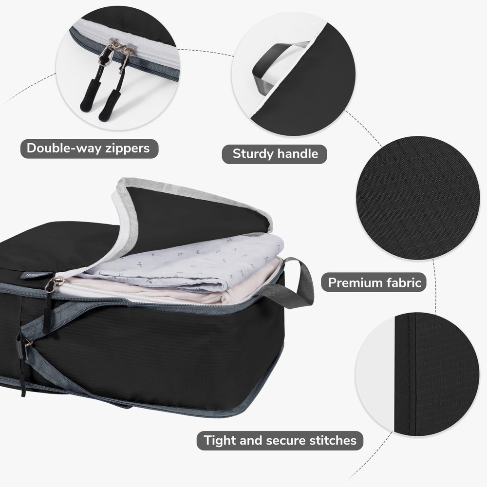 Compression Packing Cubes, 7 Set Packing Cubes for Travel, Suitcase Organizer...