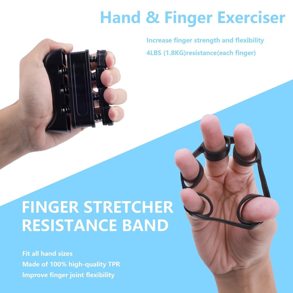 Grip Strength Trainer Kit (5 Pack), with Finger Exerciser, Hand Grip Strength...