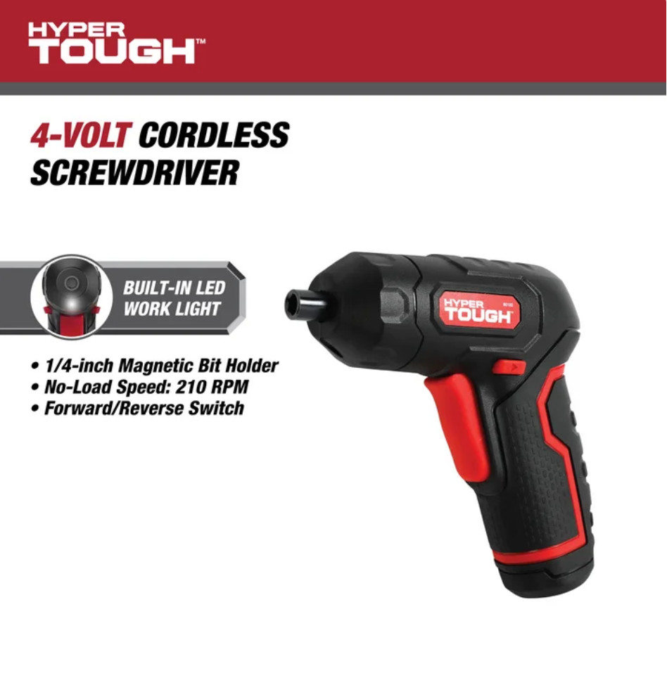 Hyper Tough 4-Volt Max Lithium-Ion Angle Grip Screwdriver with Charger
