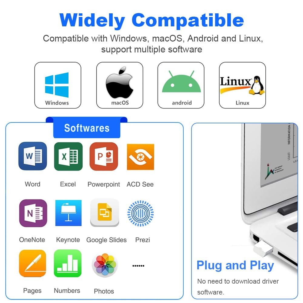 N26 Wireless Presentation Clicker White Remote PowerPoint Presenter Pointer