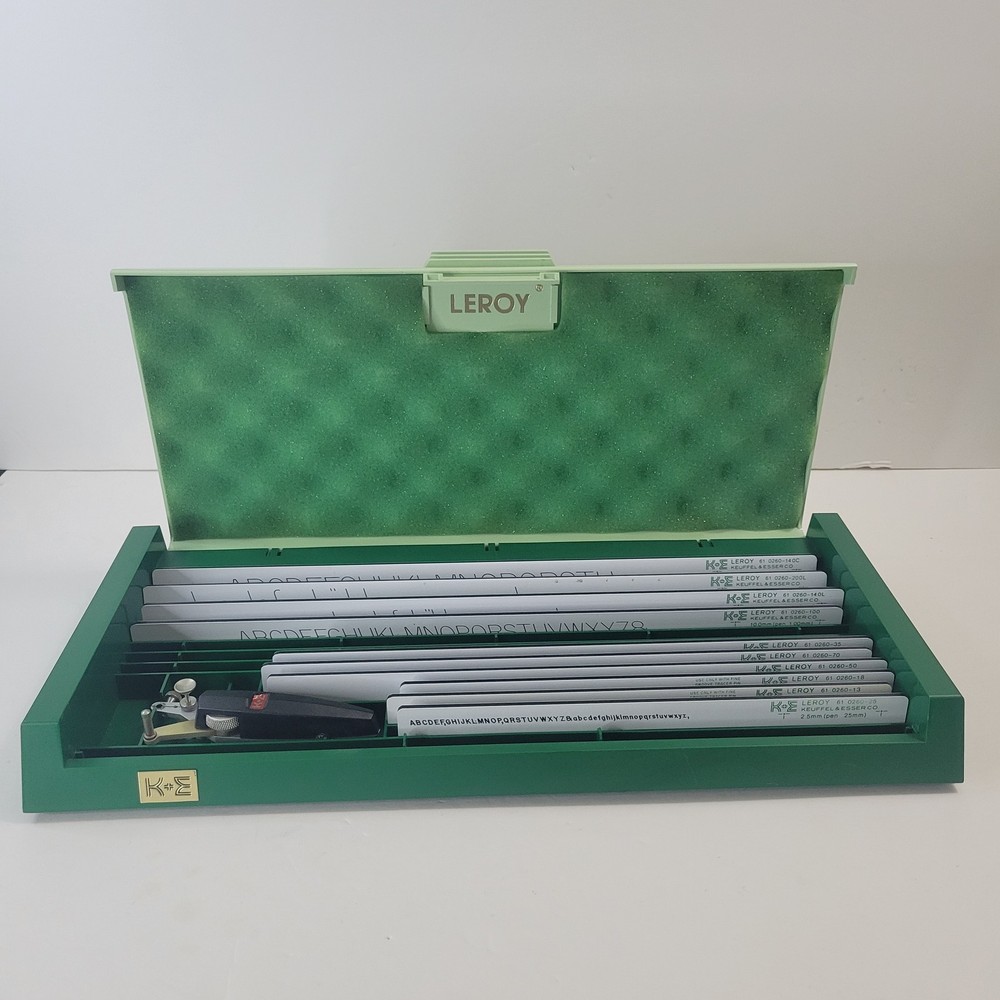 K&E Leroy Drafting Scriber Set Kit with Templates 1981 Vintage Engineering Tools