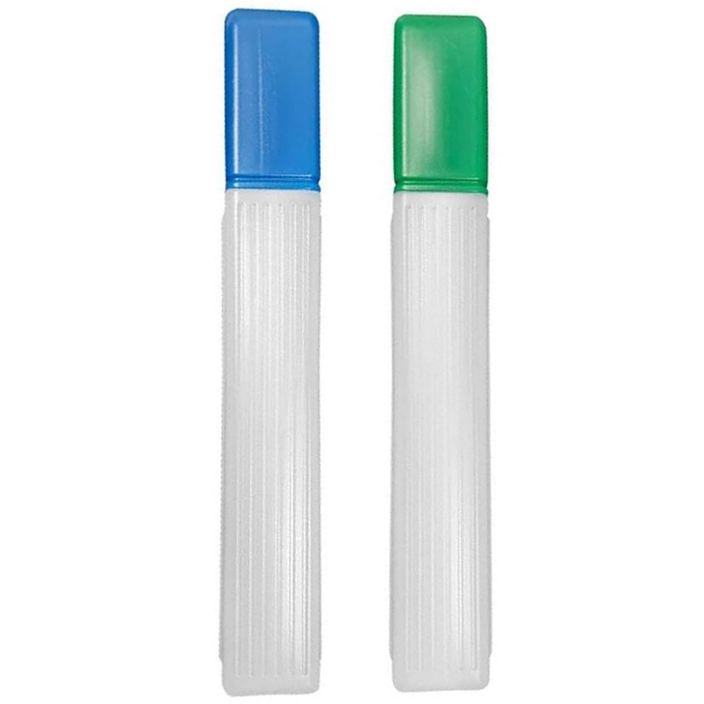 2 Pieces Knitting Needle Storage Tube Case Container, Plastic Blue Green