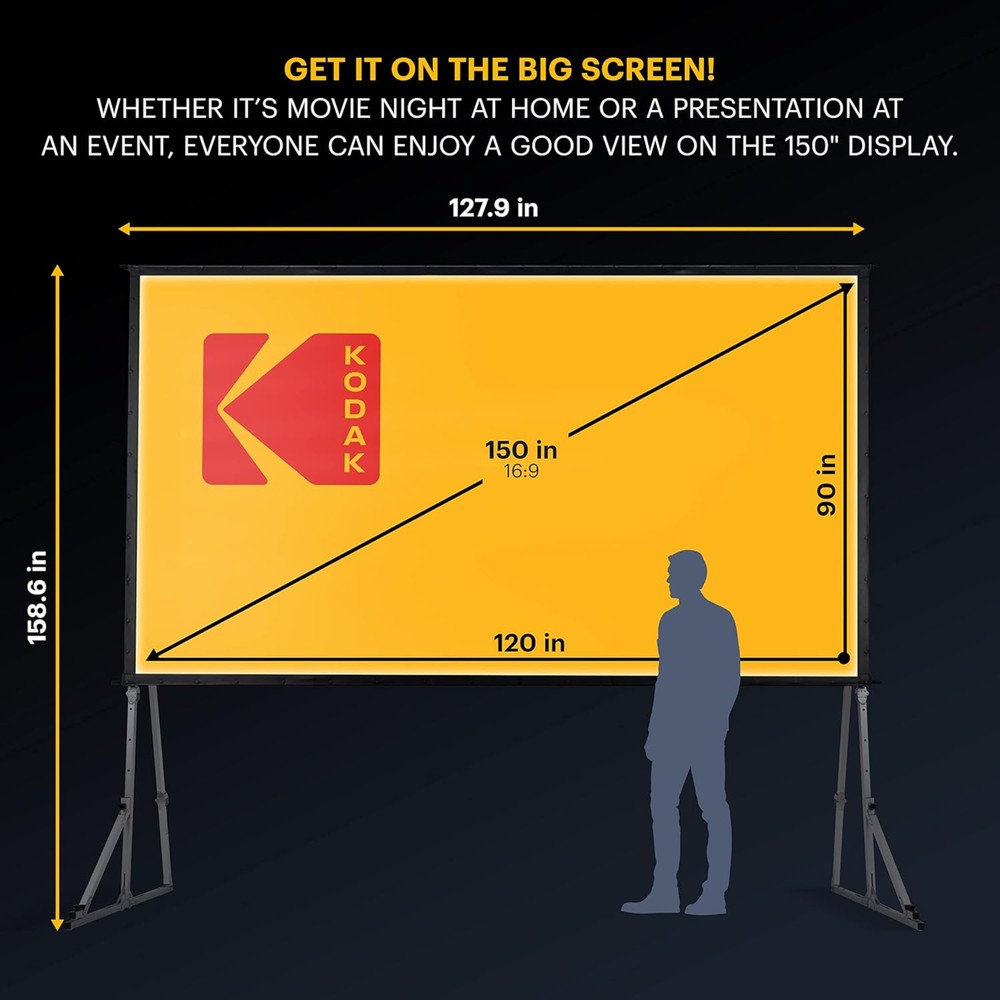 Kodak Portable Projection Screen 150” with Foldable Legs and Front Projection