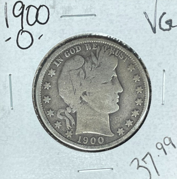 1900-O BARBER SILVER HALF DOLLAR ~ VG ~NICE COIN~