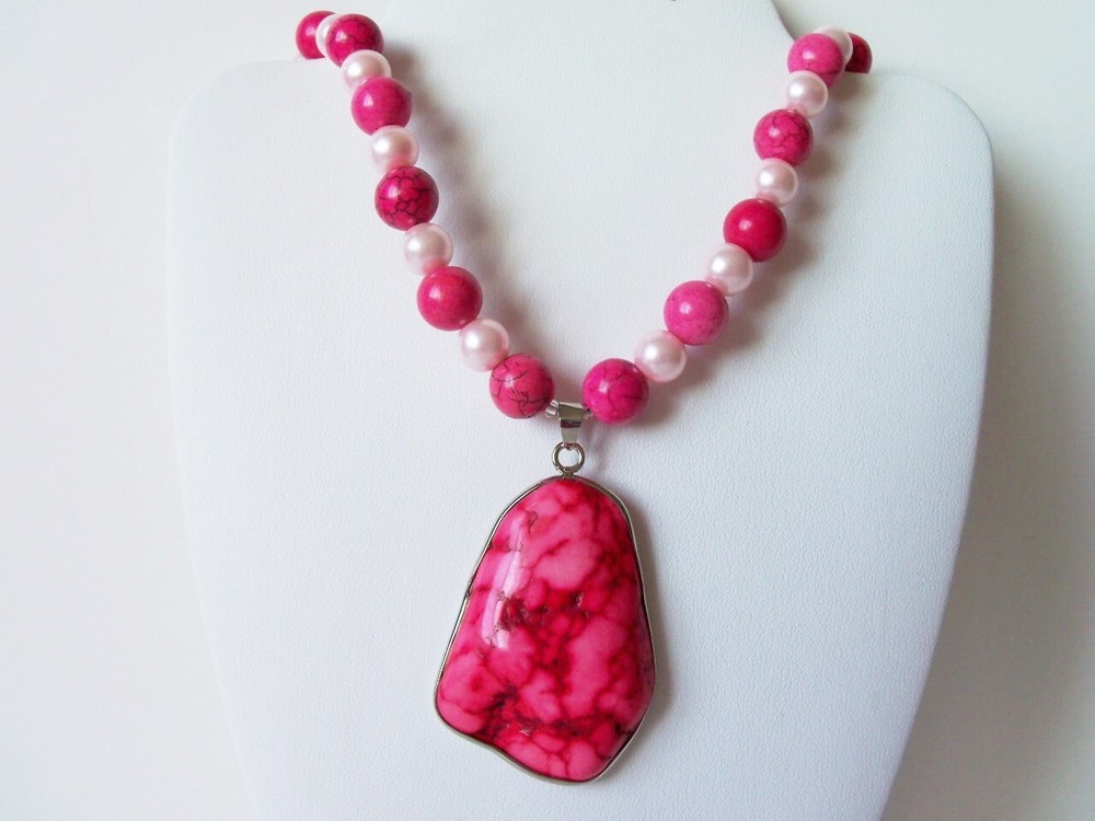 Pink Magnesite  18" necklace, handcrafted (#893)