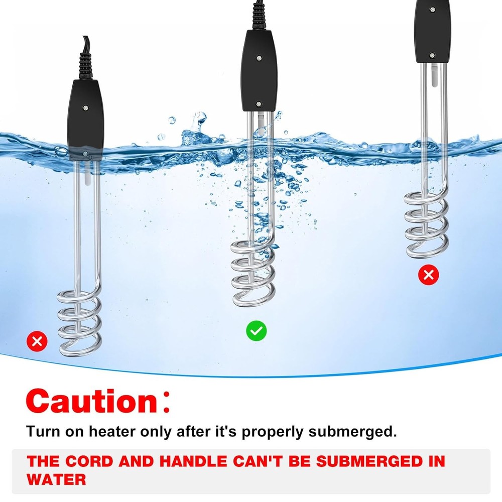 1000W-110V Immersion Water Heater,Water Heater Electric,10In Portable Electric I