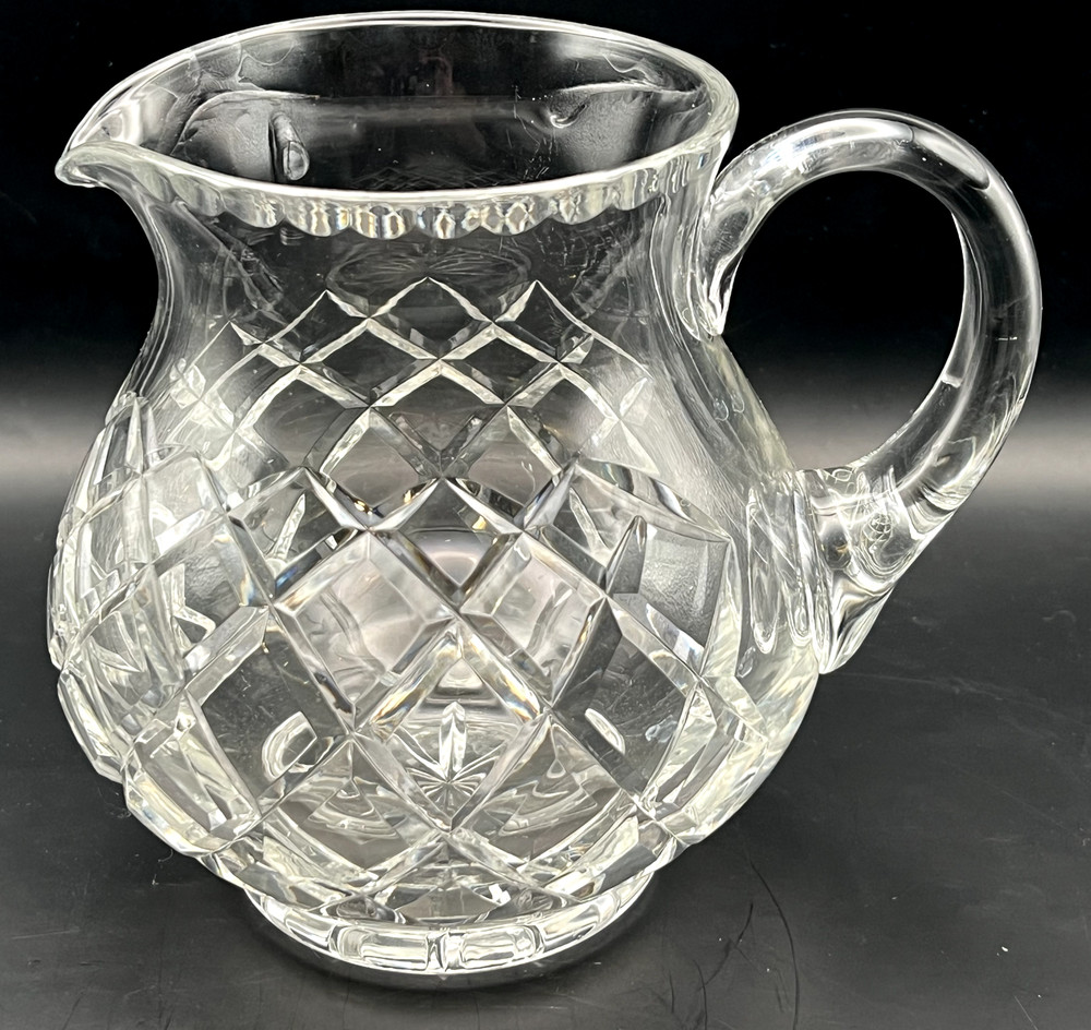 Vintage Lead Crystal Pitcher Diamond Pattern