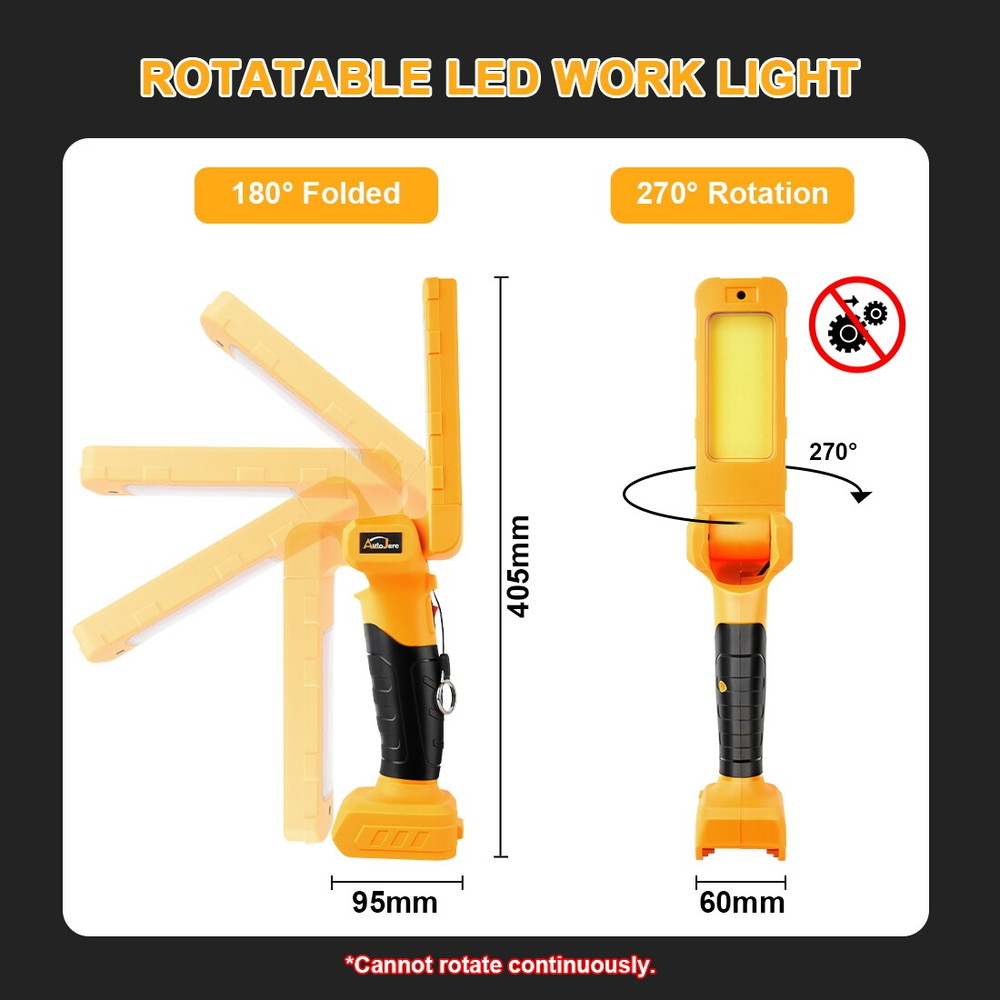 30W 2500LM Cordless LED Flashlight Work Light Powered for DeWalt 20V MAX Battery