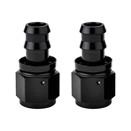 Push Lock Hose Fitting End Black 2PCS 6AN Straight
