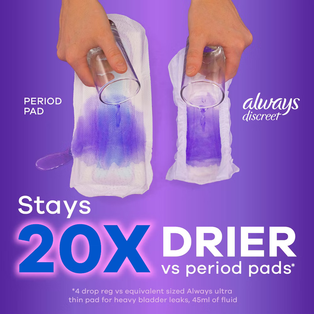 Always Discreet Moderate Long Absorbency 4 Drop Base Pads - 162ct