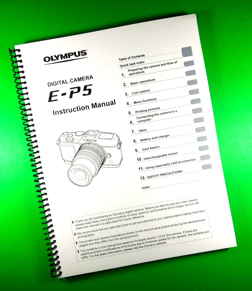 Owners Manual for Olympus E-P5 Camera 149 Pages W/Clear Protective Covers!
