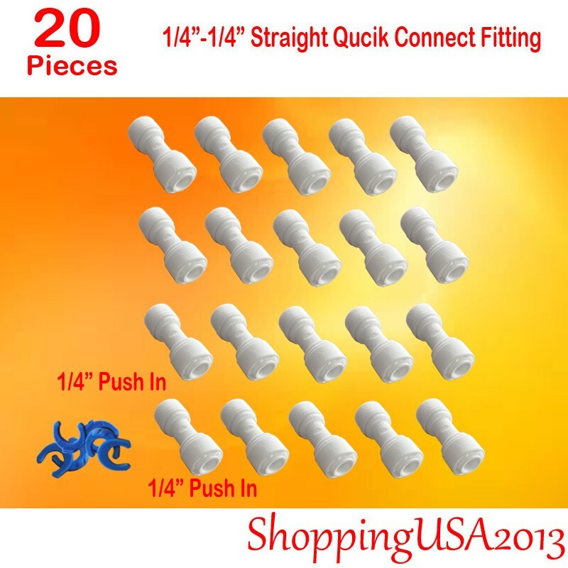 20 X 1/4-1/4 Straight Fitting Connector Quick Connect Push In RO Water Filter