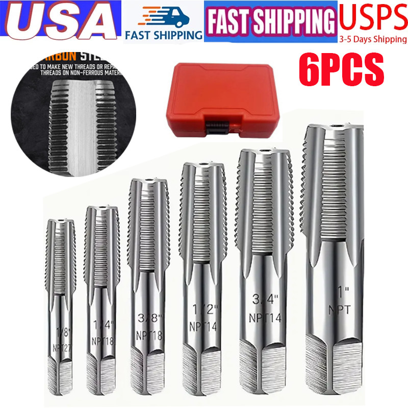 Pipe Thread Tap & Broken Screw Extractor, 6 - Piece Set for Threaded Studs