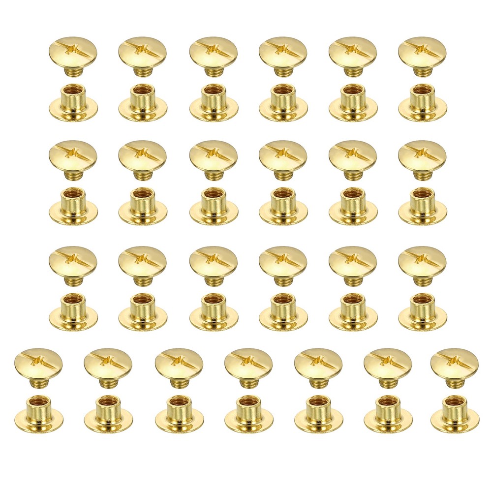 25set Phillips Chicago Screw M5x4mm Binding Post Screw, Gold