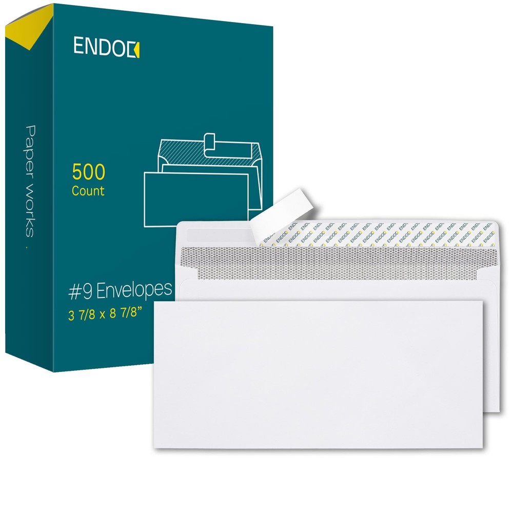 EnDoc 500#9 Envelopes Self #9 | 500 Count, White | Security Tinted