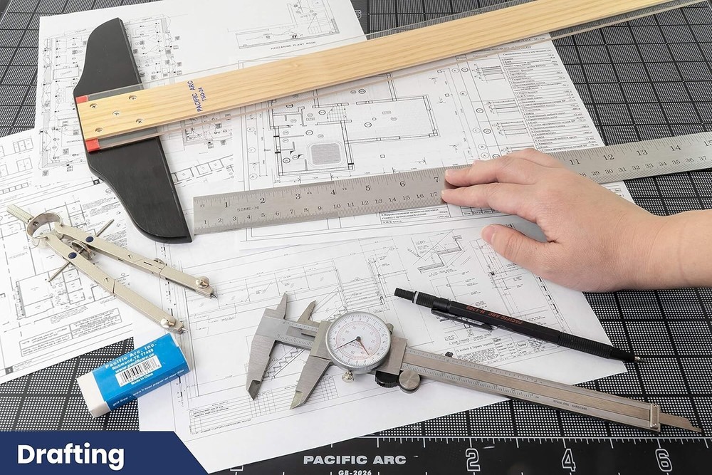 Durable 36-Inch Architect Ruler with Acid-Etched Markings & Conversion Chart