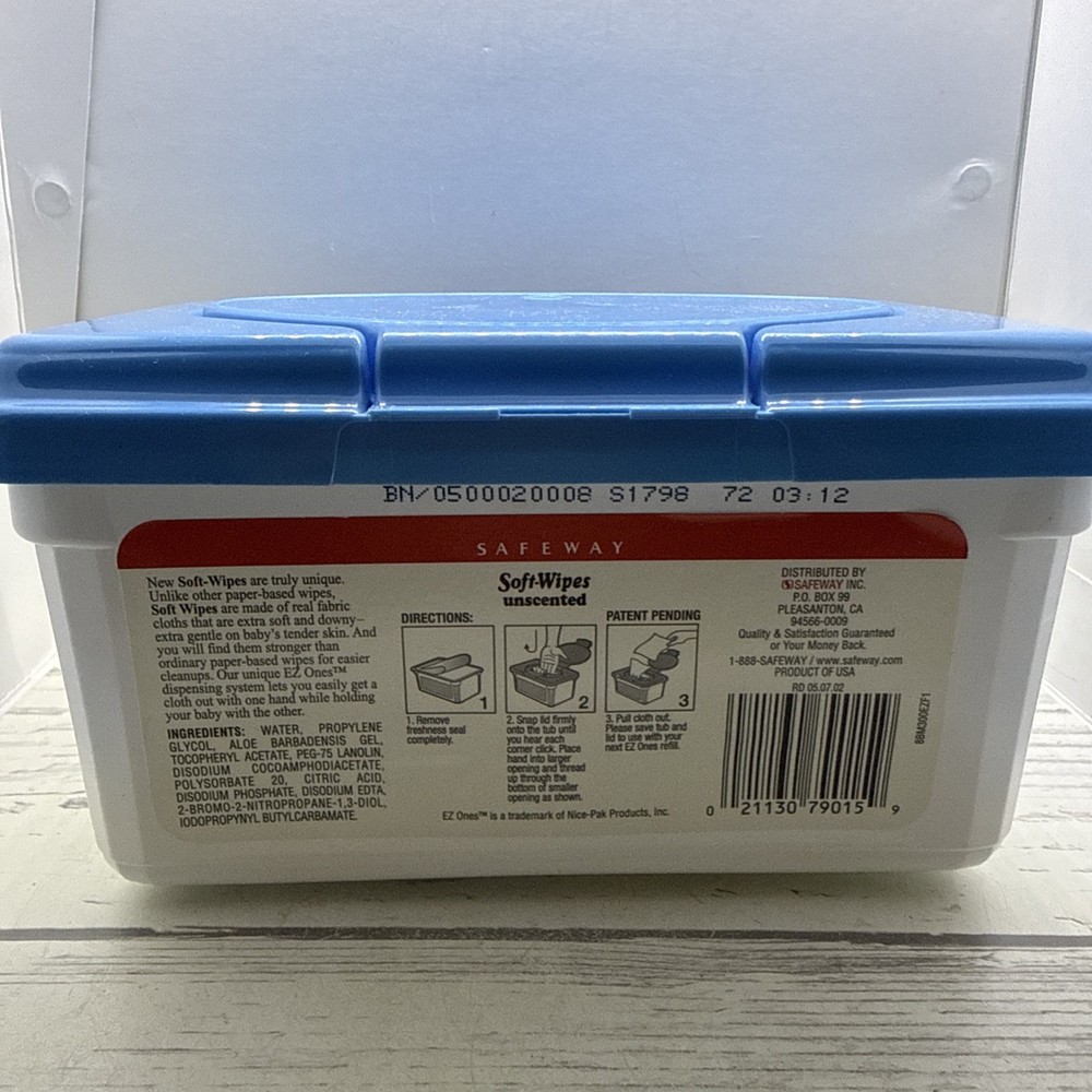 EMPTY Safeway Soft-Wipes Box Plastic Hinged