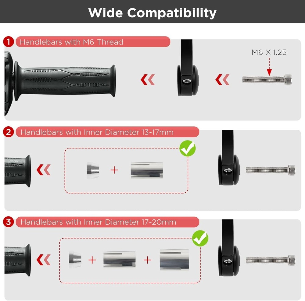 Motorcycle Mirrors, E24 E-Marked Bar End Mirrors 142 × 85 mm, Black