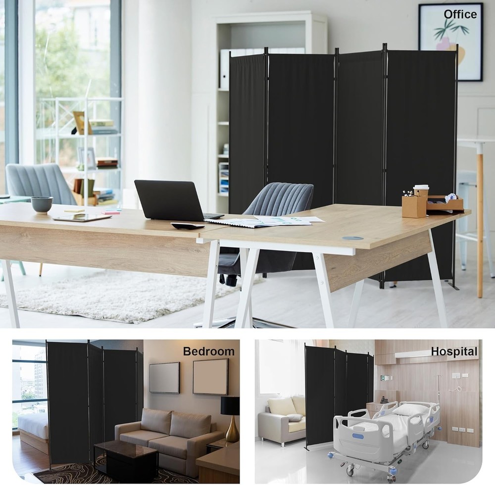 Room Divider, 4 Panel Folding Privacy Screen, 88” Portable Separating with 3 ...
