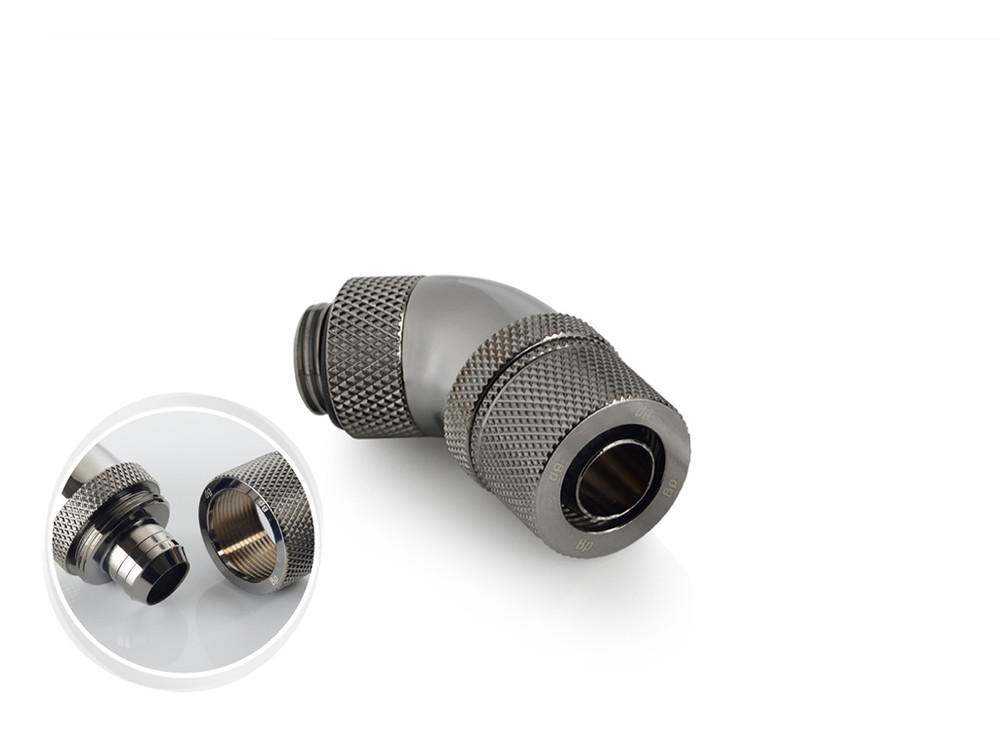 Bitspower G1/4" Black Sparkle Dual Rotary 45-Degree Compression Fitting CC2