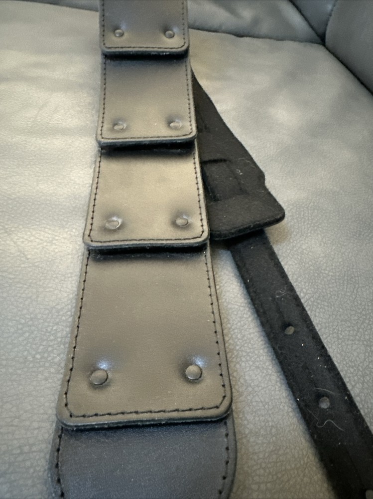 Leather Guitar Strap - Black - 3’ Wide