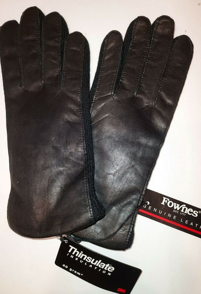 Fownes Women's Thinsulate Leather Gloves Black Size- Large