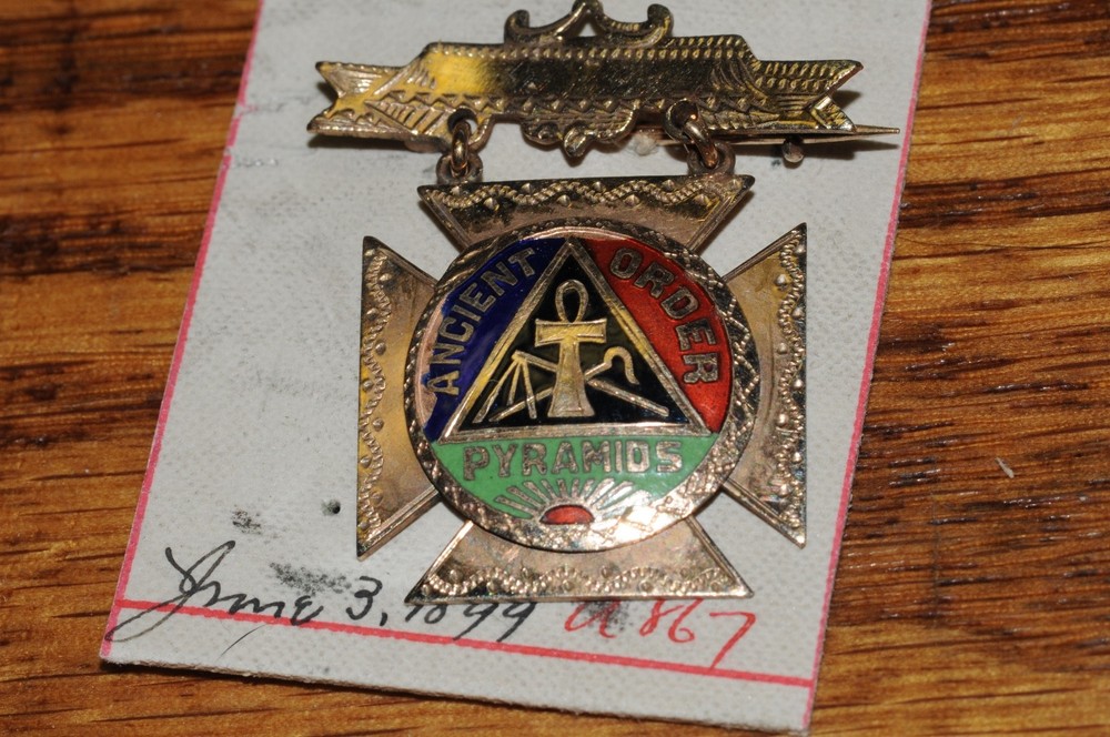 Ancient Order Pyramids Fraternal Organization Pin Gold Filled 1899 Historical**