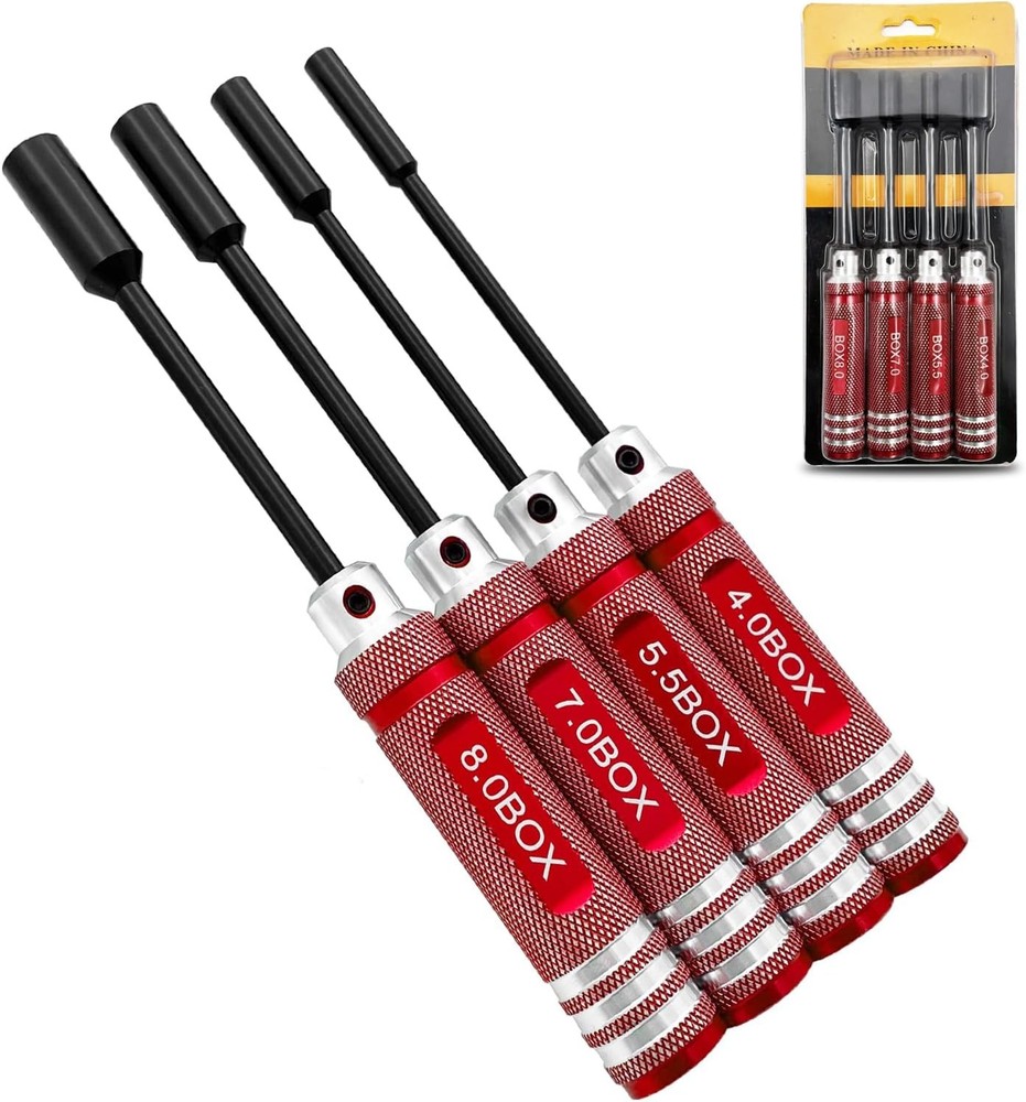 4Pcs Nut Driver Set RC Tool Hex for Vehicle Red